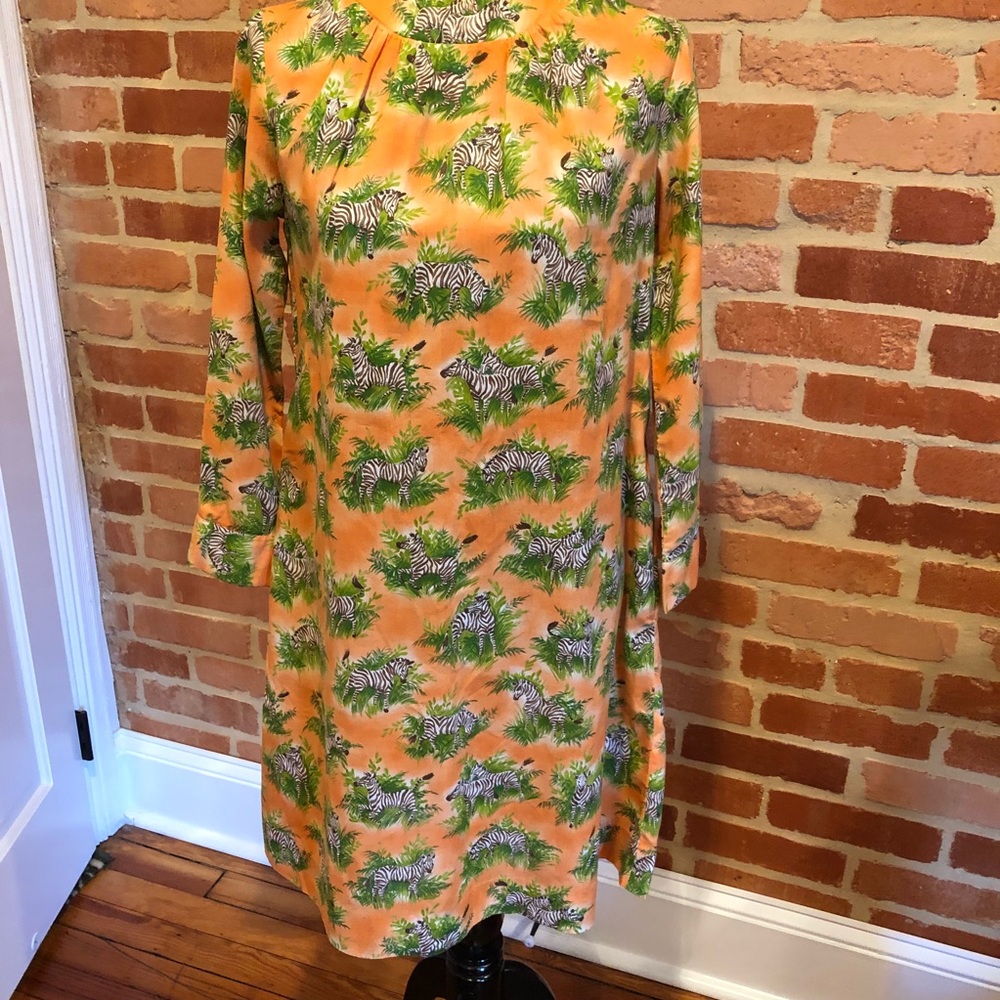Vintage Orange Zebra Shift Dress M